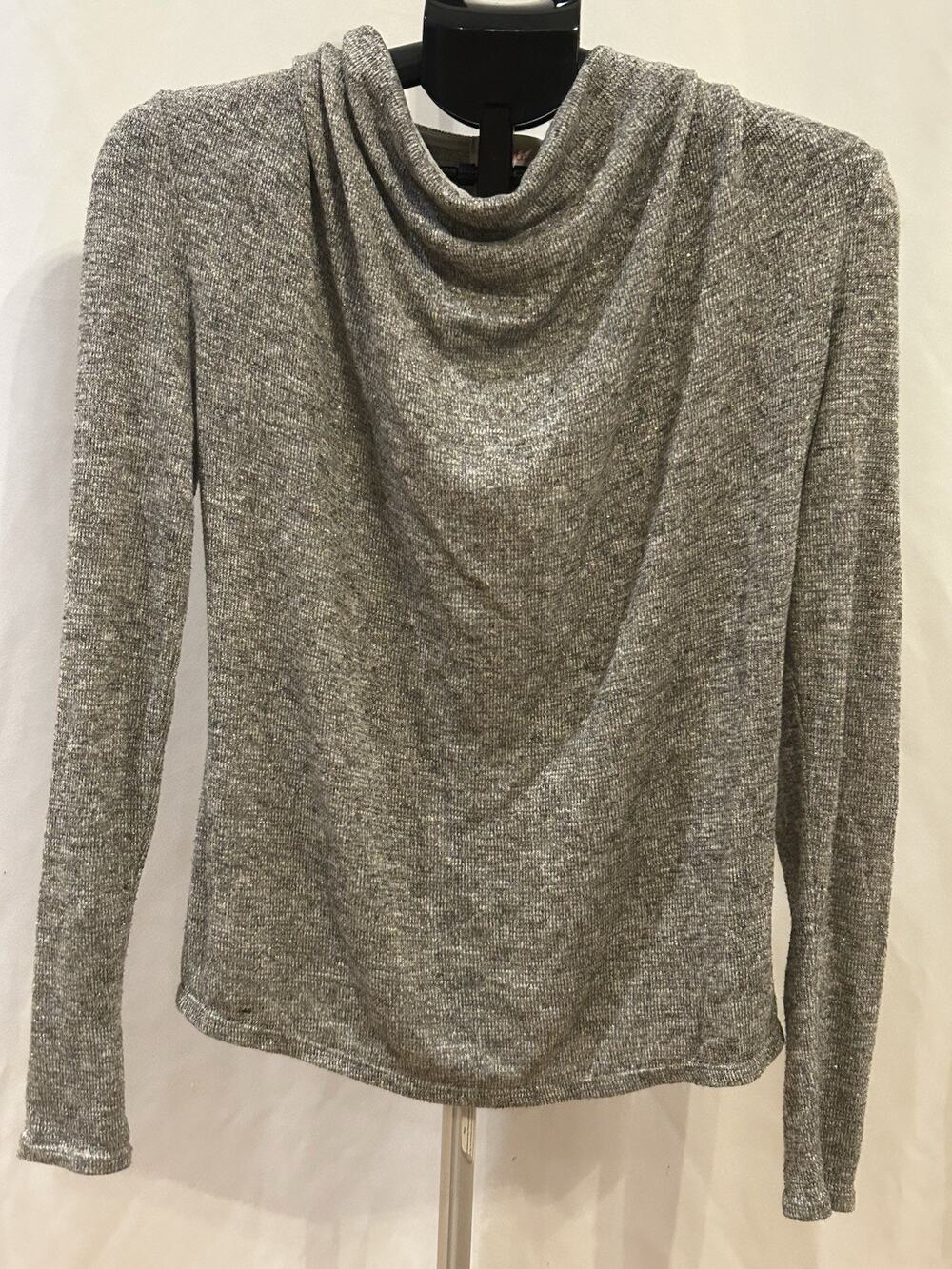 ANTHROPOLOGIE DELETTA Gray Ribbed Cowl Neck Sweater Women's size S